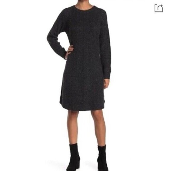 NWOT-Madewell Curved Hem Grey Knit Sweater Dress Donegal Thunder Size Medium - Picture 1 of 1